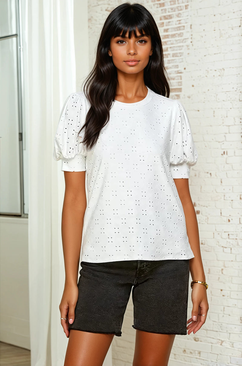 Eyelet T-shirt - Ivory