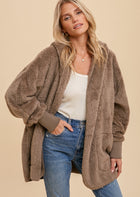 Sherpa Hoodie Cardigan - Ash