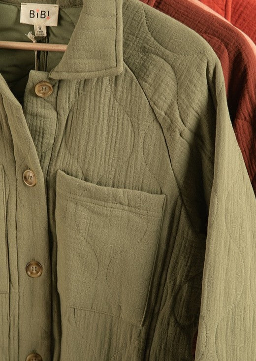 Quilted Wrinkle Shacket
