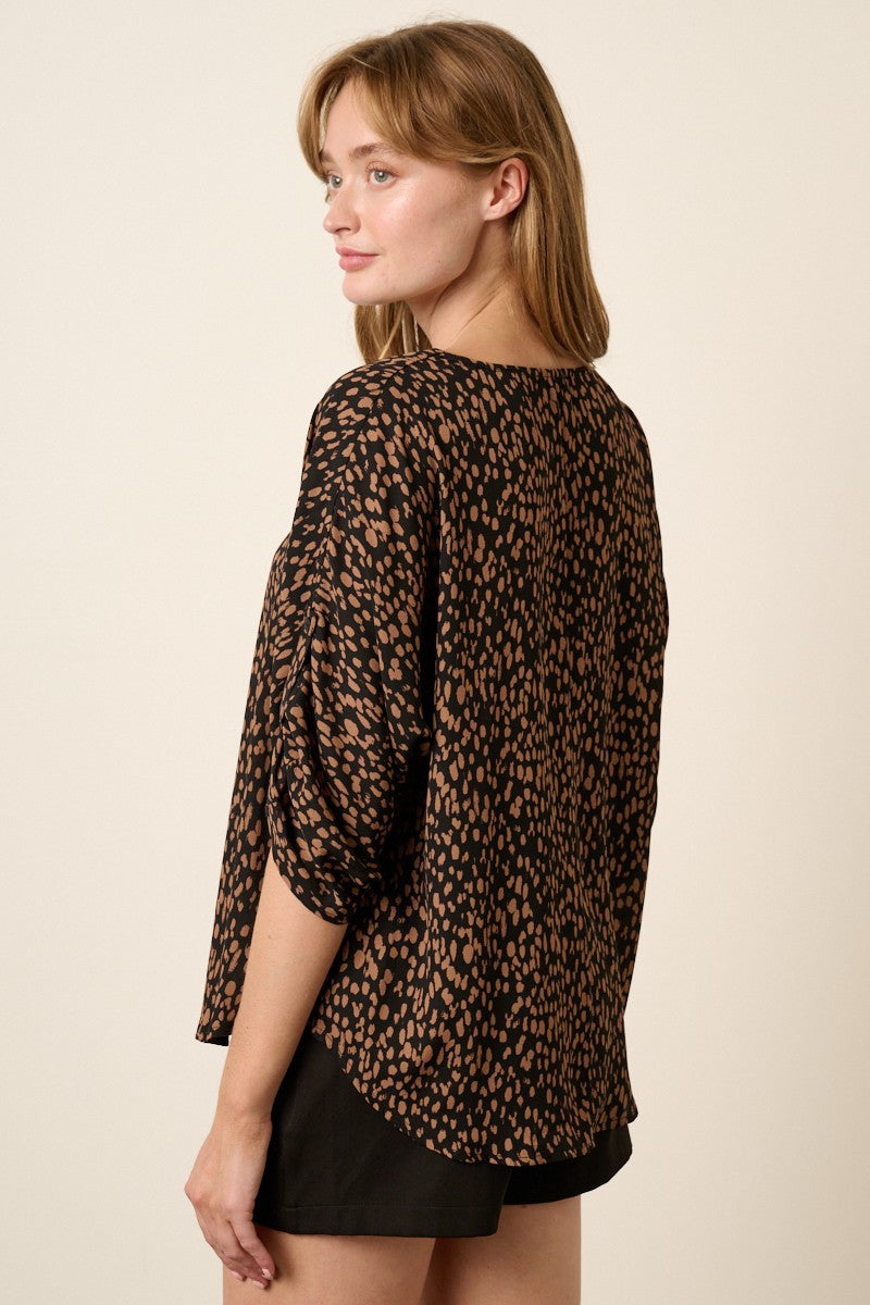 Animal Print Dolman Sleeve Blouse