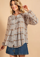 Boho Print Chiffon Top