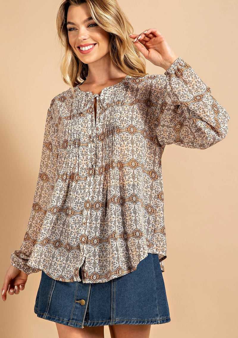 Boho Print Chiffon Top