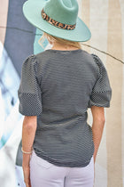 Bubble Sleeve Stripe Top