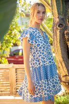 Blue Mix Print Dress