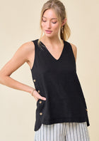 V-neck Tank with Side Buttons