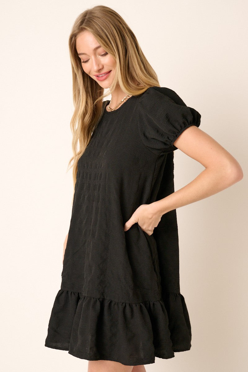 Textured Puff Sleeve Dress