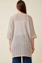 Ribbed Knit Short Sleeve Kimono
