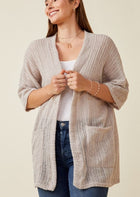 Ribbed Knit Short Sleeve Kimono
