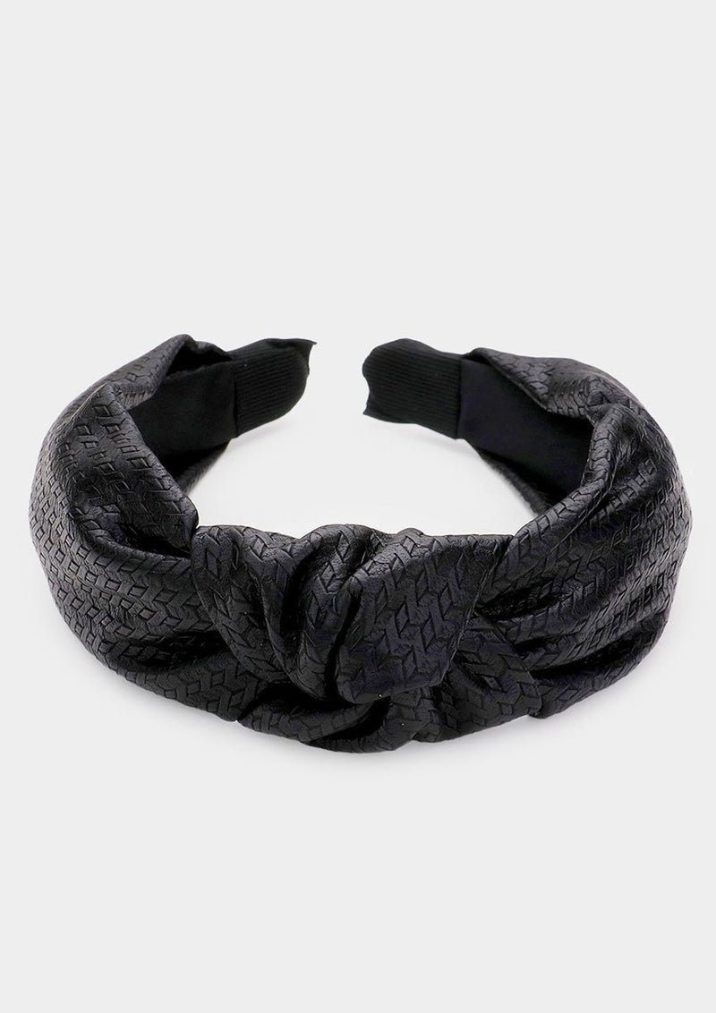Textured Leather Knot Headband - 2 Colors