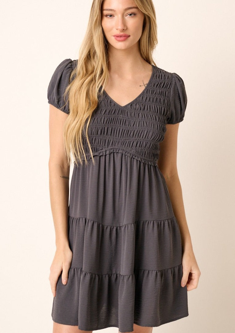 Smocked V-Neck Babydoll