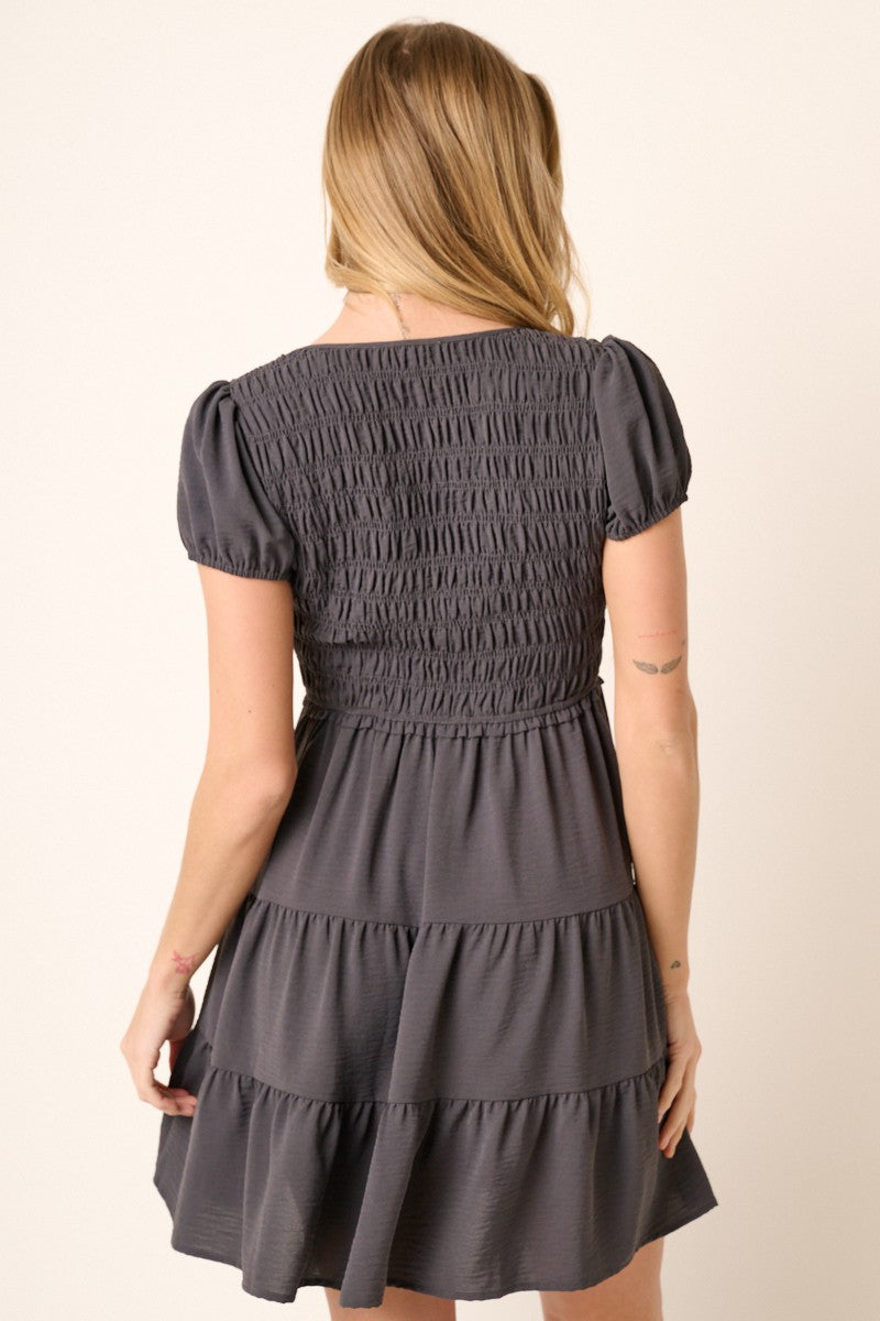 Smocked V-Neck Babydoll