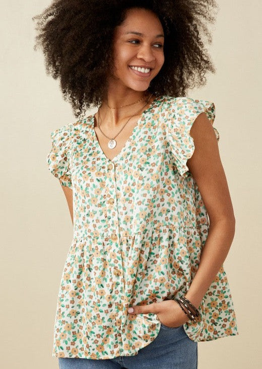 Ditsy Floral Button Tank