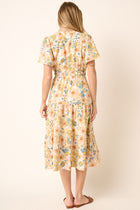Flower Print Surplice Midi Dress