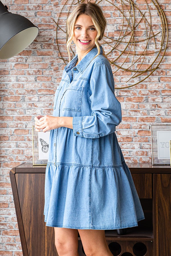 Button Down Denim Dress