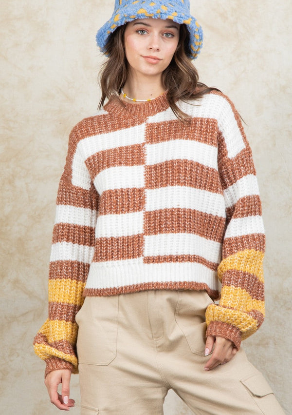 Colorblocked Striped Sweater