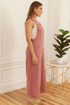 Terry Jumpsuit with Patch Pockets-Burgundy