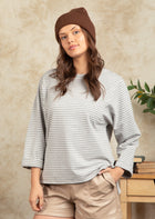 French Terry Striped Top - Heather Grey