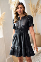 Leather Puff Sleeve Dress