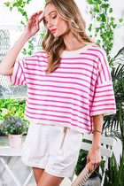 Striped Sweater Tee - Pink