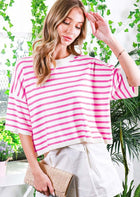 Striped Sweater Tee - Pink