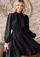 Gold Button Black Dress