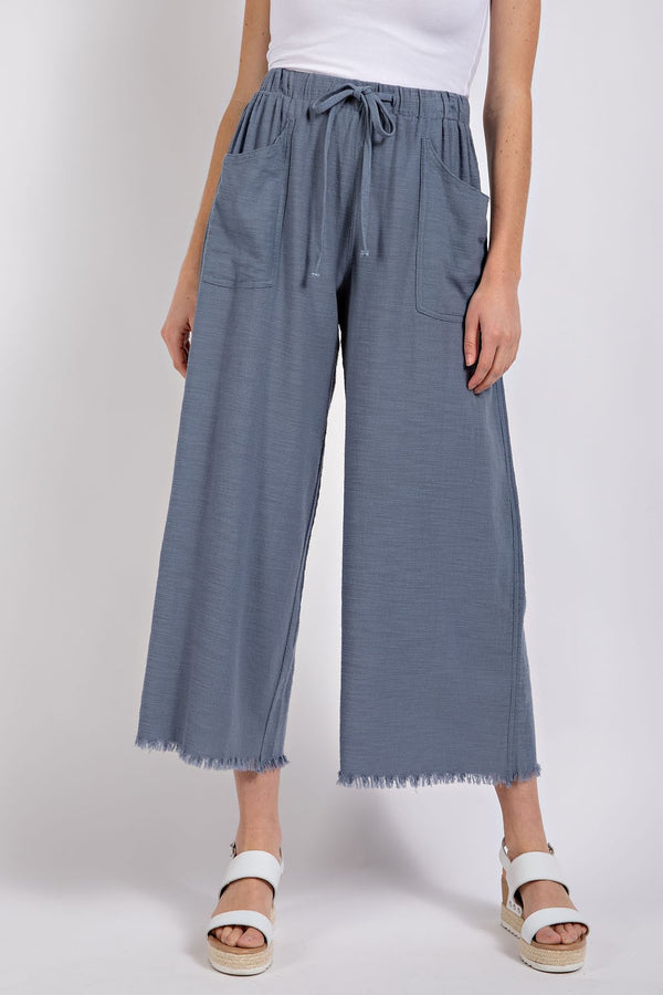 Frayed Hem Wide Leg Pants