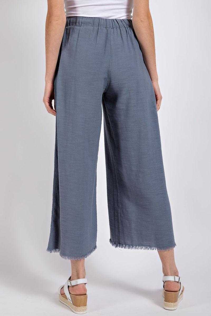 Frayed Hem Wide Leg Pants