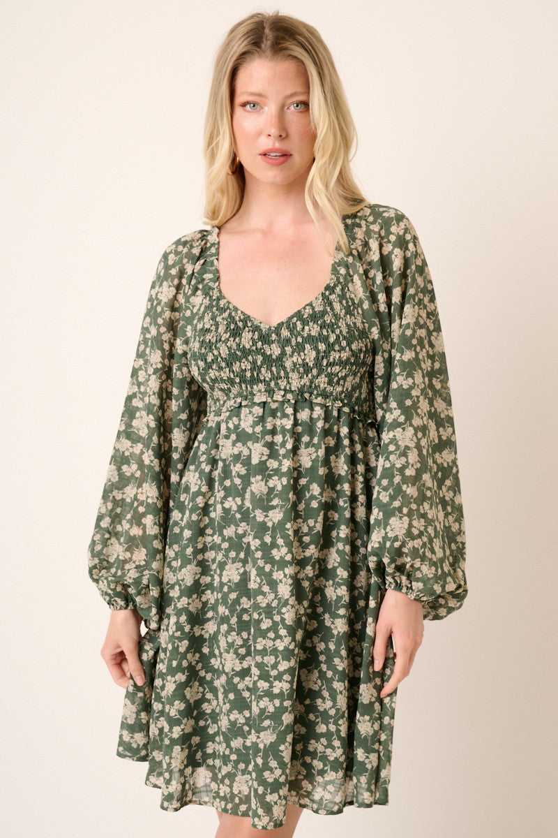 Floral Smocked Babydoll Dress