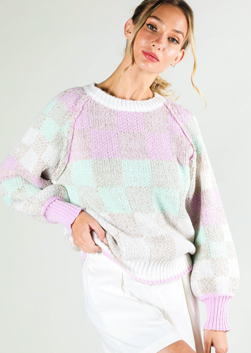 Pastel Checkered Sweater