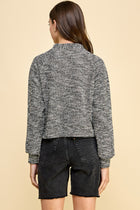 Cropped Button Cardigan - Black