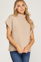 Sleeveless Mock Neck Knit Sweater