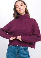Crop Turtleneck Sweater - Violet