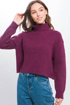 Crop Turtleneck Sweater - Violet