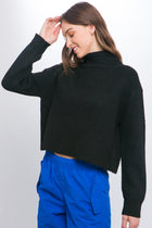 Crop Turtleneck Sweater - Black