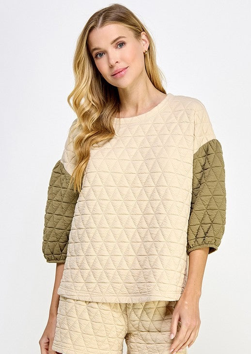 Quilted Mix Color Top