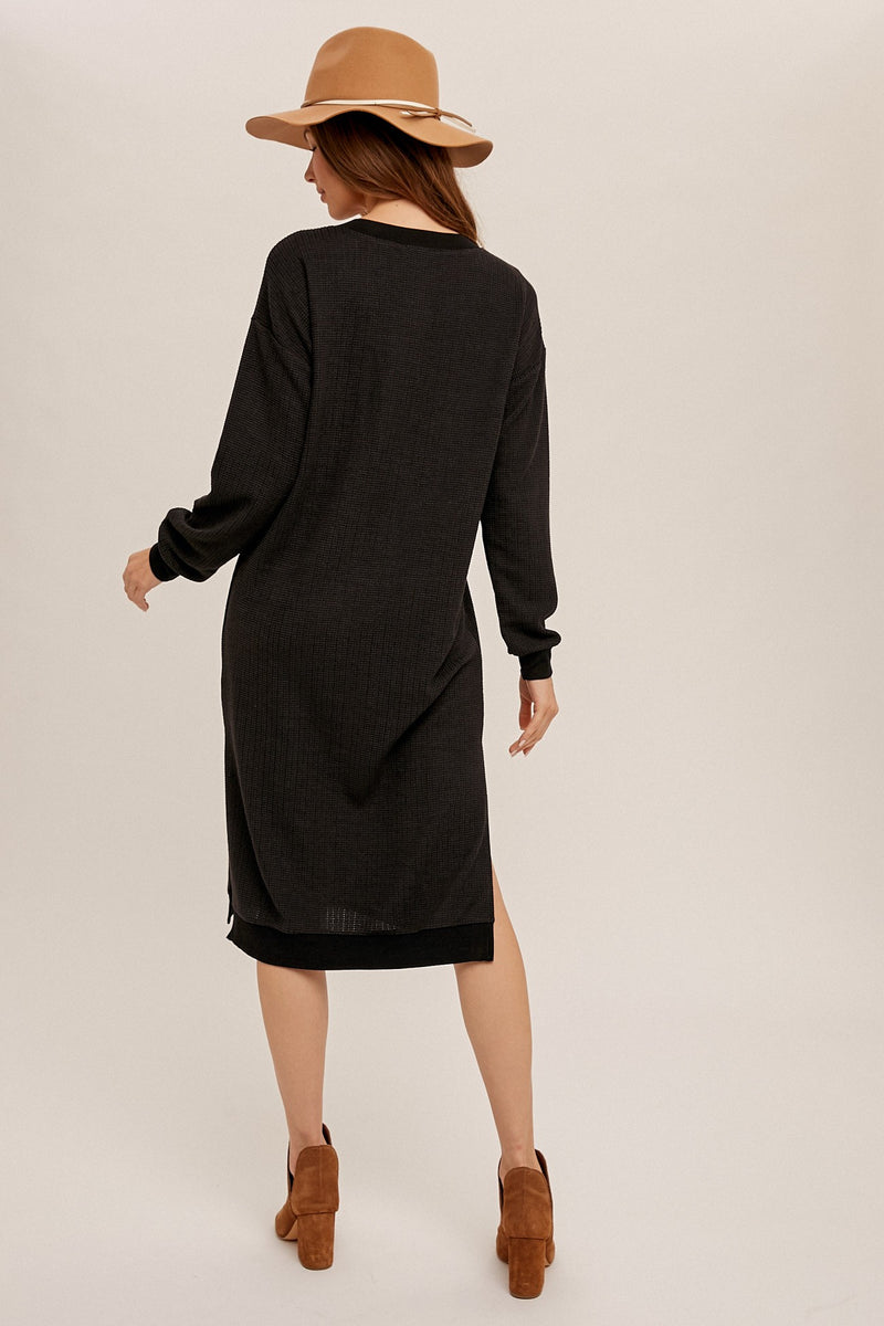 Waffle Texture Midi Dress