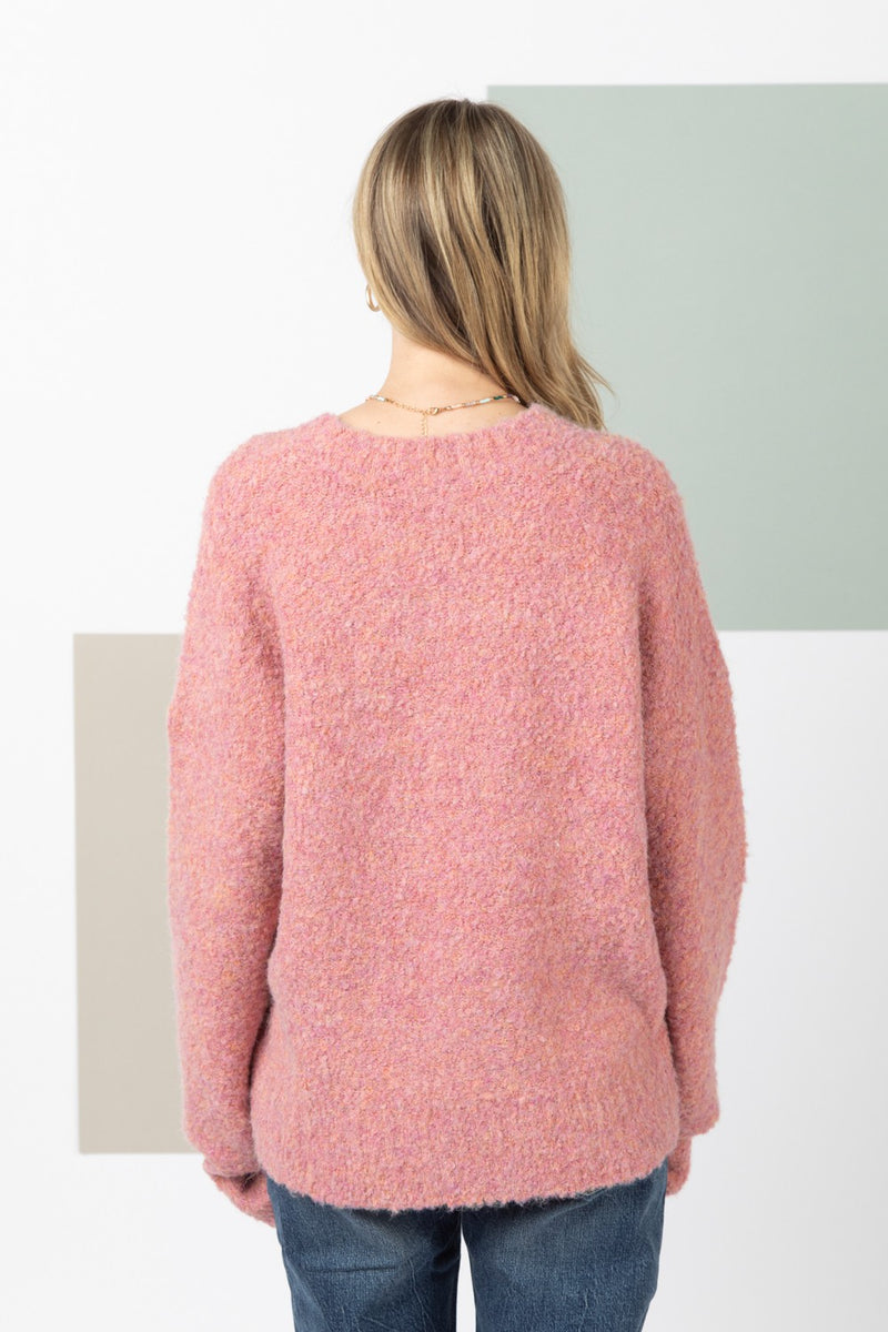 Solid Fuzzy Sweater - Pink