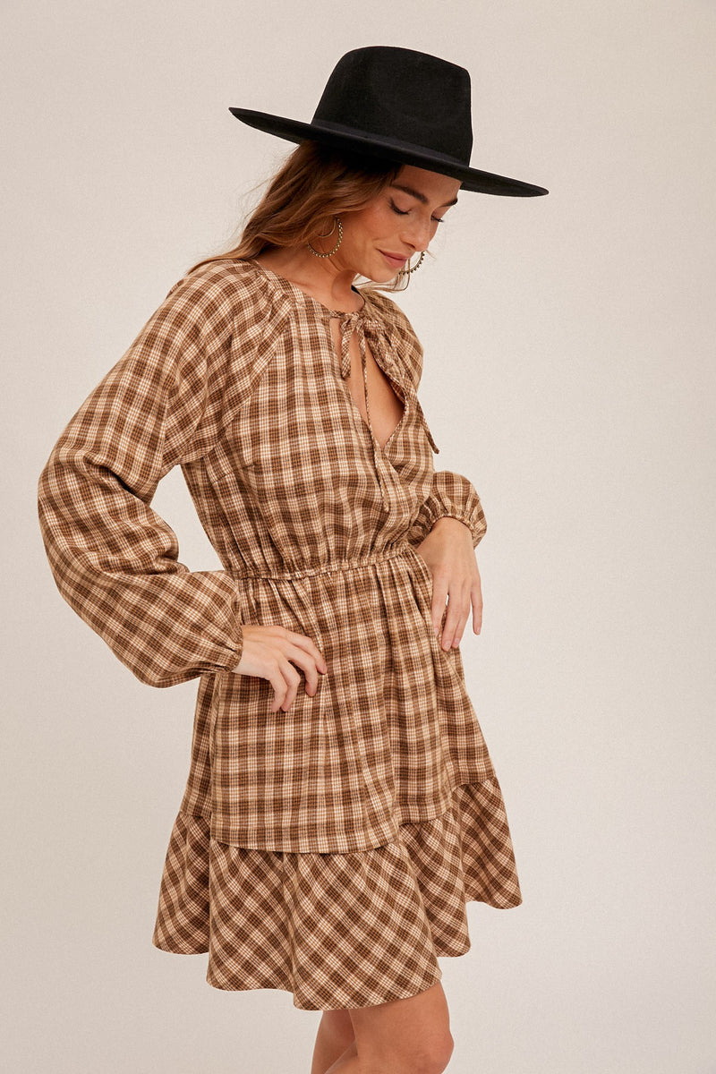 Plaid Elastic Waist Dress