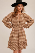 Plaid Elastic Waist Dress