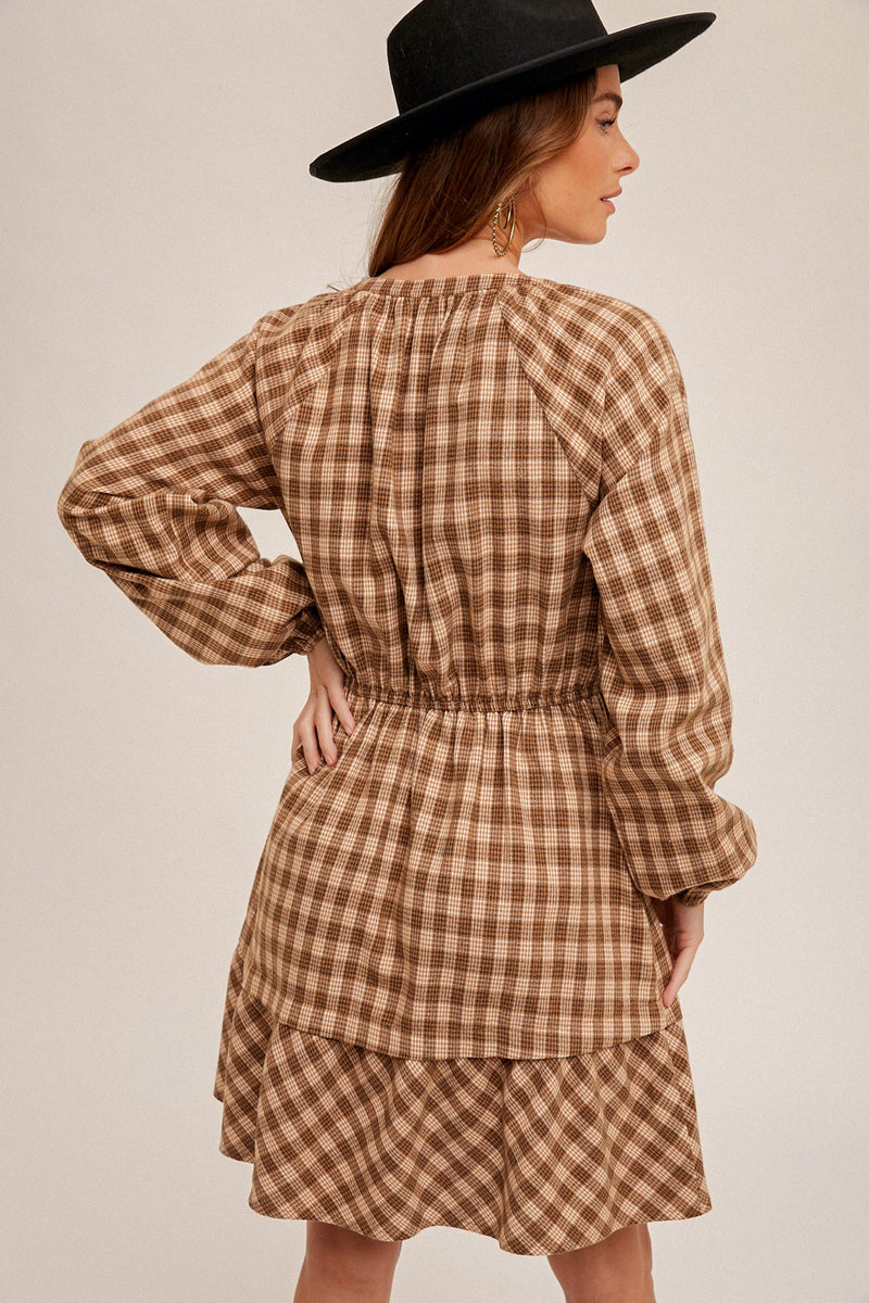 Plaid Elastic Waist Dress