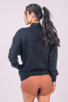 Mock Neck Terry Top - Black