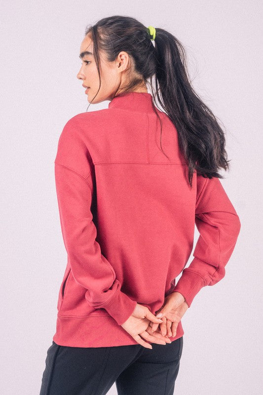 Mock Neck Terry Top - Magenta