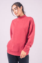 Mock Neck Terry Top - Magenta