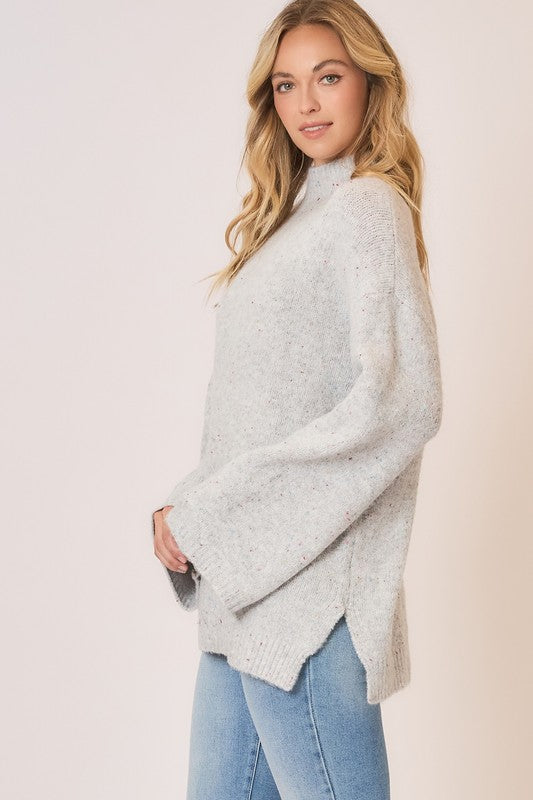 Speckled Pullover Sweater - Lt. Grey