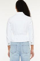 Peplum Denim Jacket - White