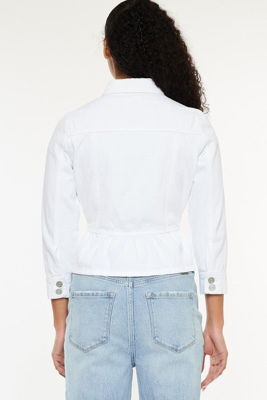Peplum Denim Jacket - White