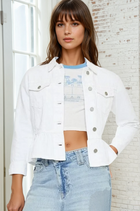 Peplum Denim Jacket - White
