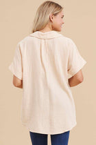 Gauze Collared Top - Oatmeal