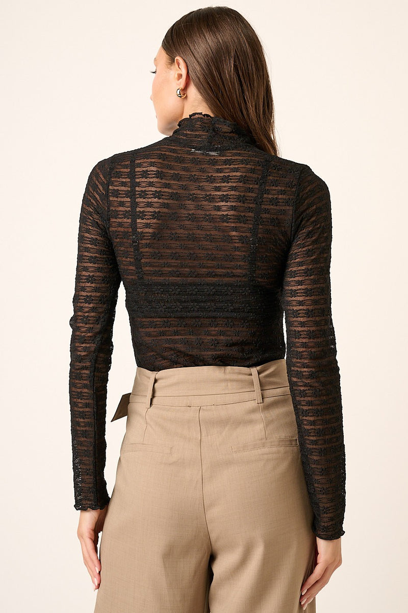 Mock Neck Lace Layering Top