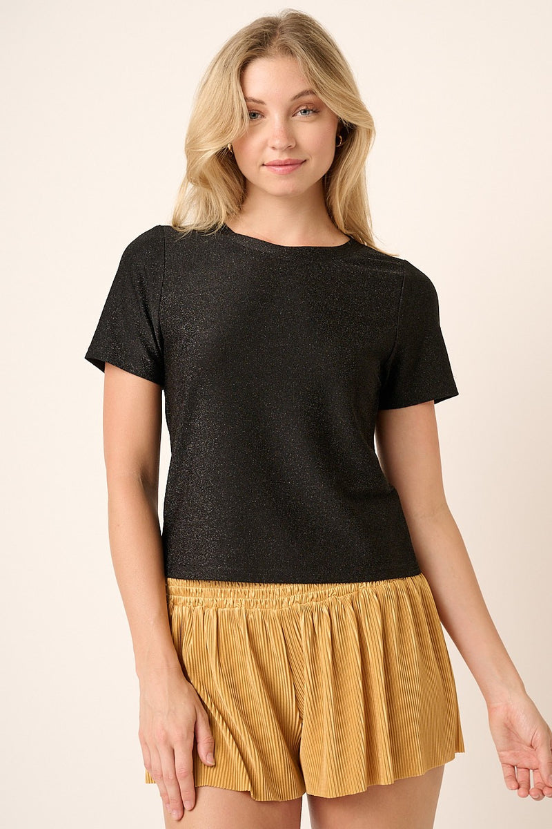 Knit Lurex Short Sleeve Top